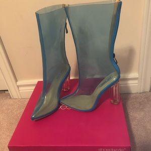 Sexy retro clear blue ankle boots.